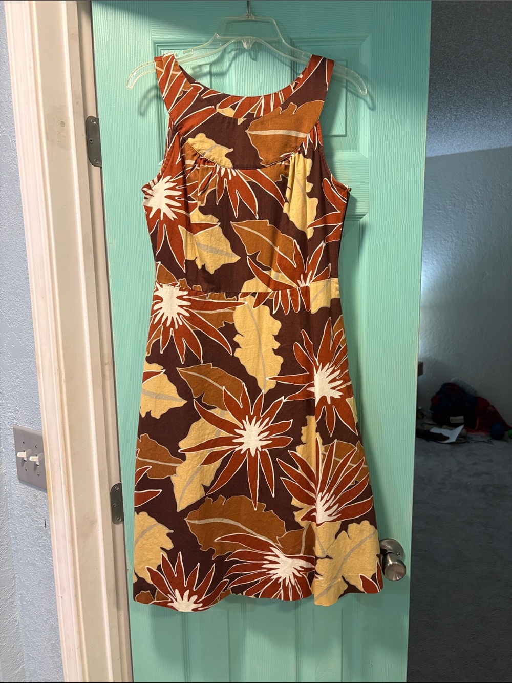 Merona Brown Floral Mini Dress with Yellow & Cream Blooms